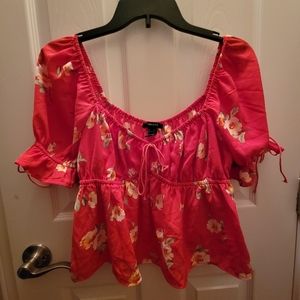 Forever 21 Red Floral Blouse